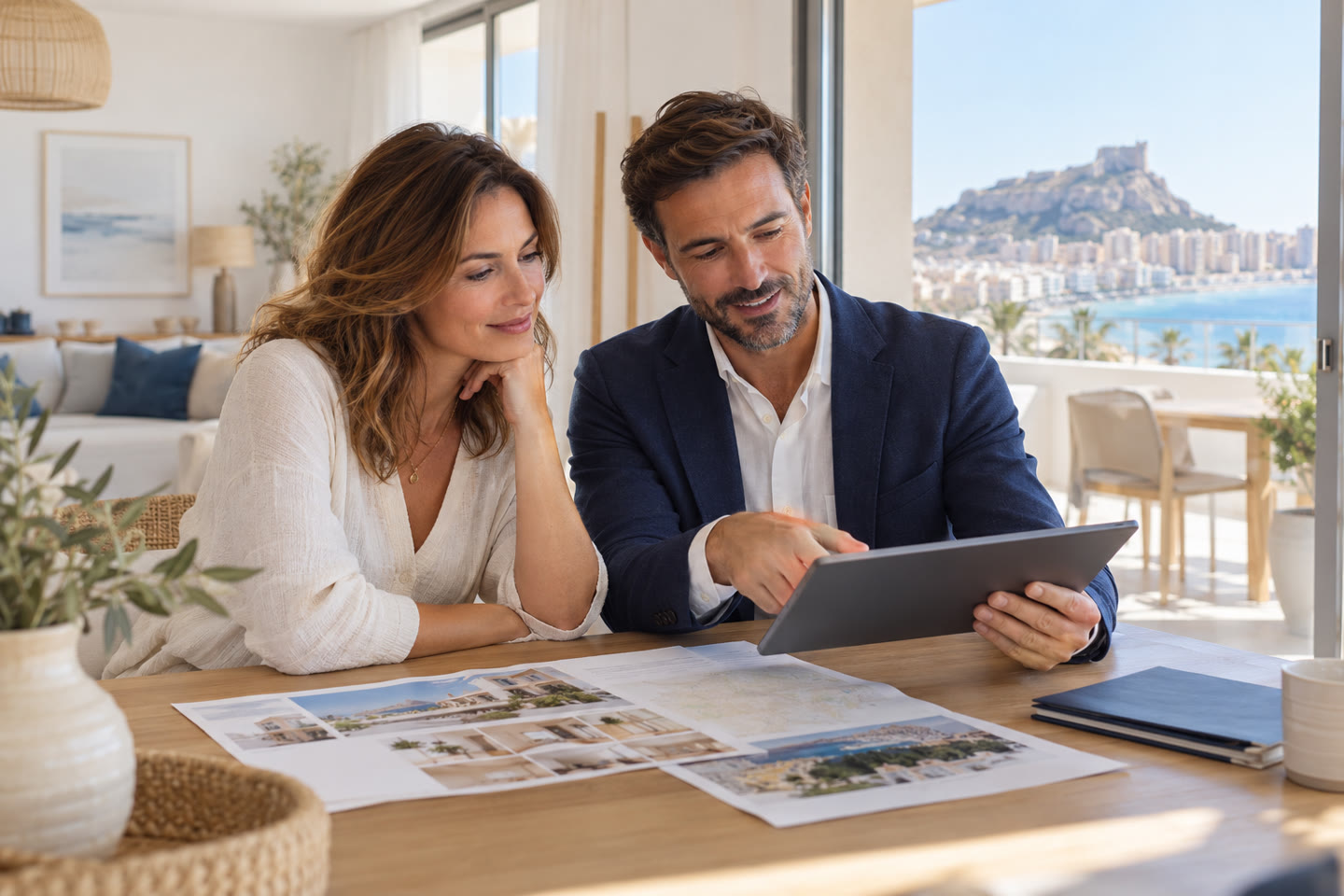 Propietaria revisando la valoración de su vivienda con un asesor inmobiliario de casAzul